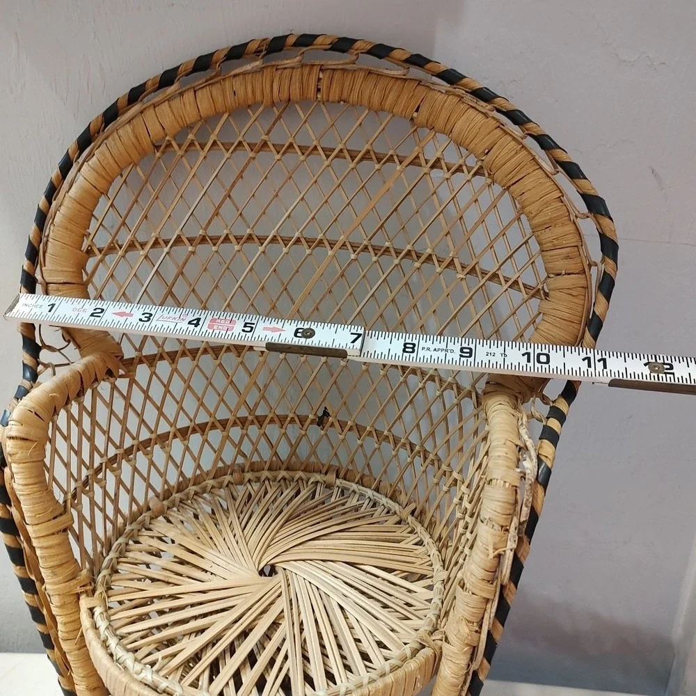 Vintage Wicker‎ Peacock Chair For Dolls Plant Pot Display Prop Boho Coastal